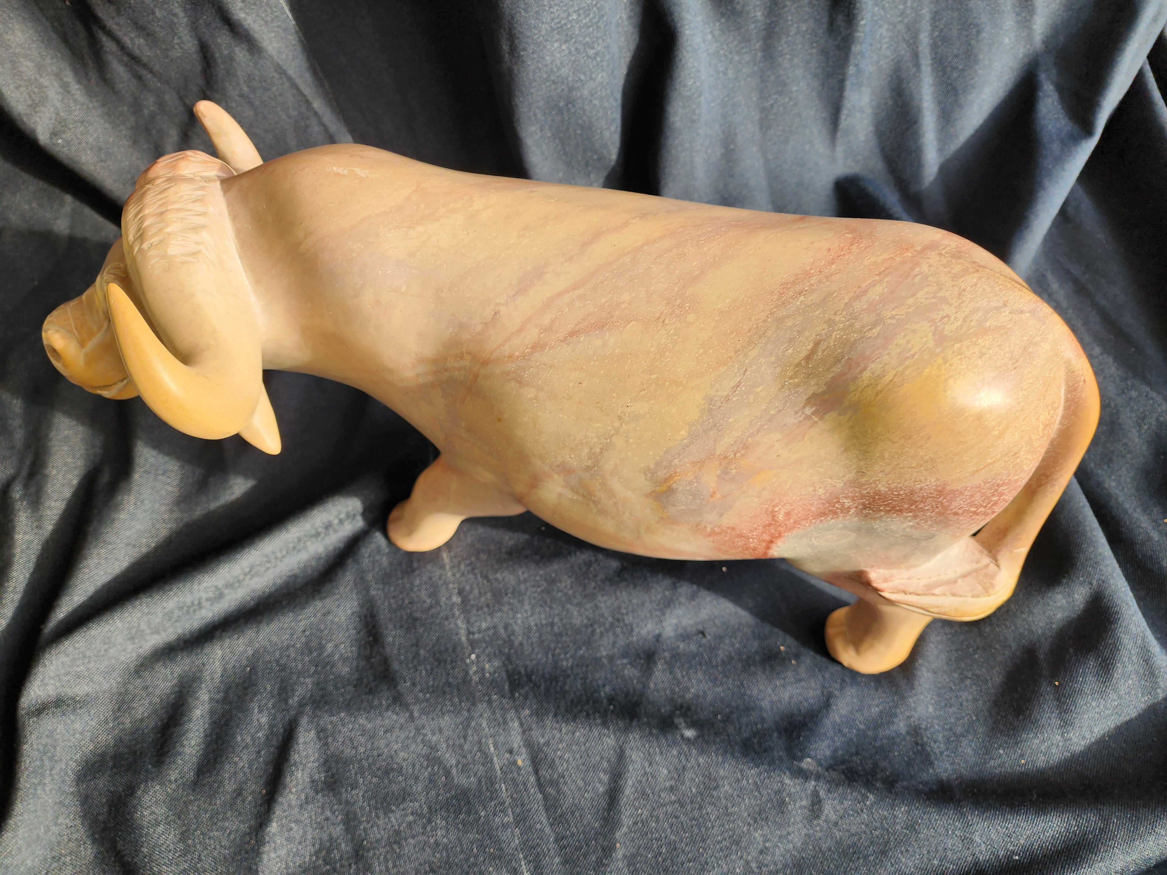 African Buffalo Hand Carved from Stone