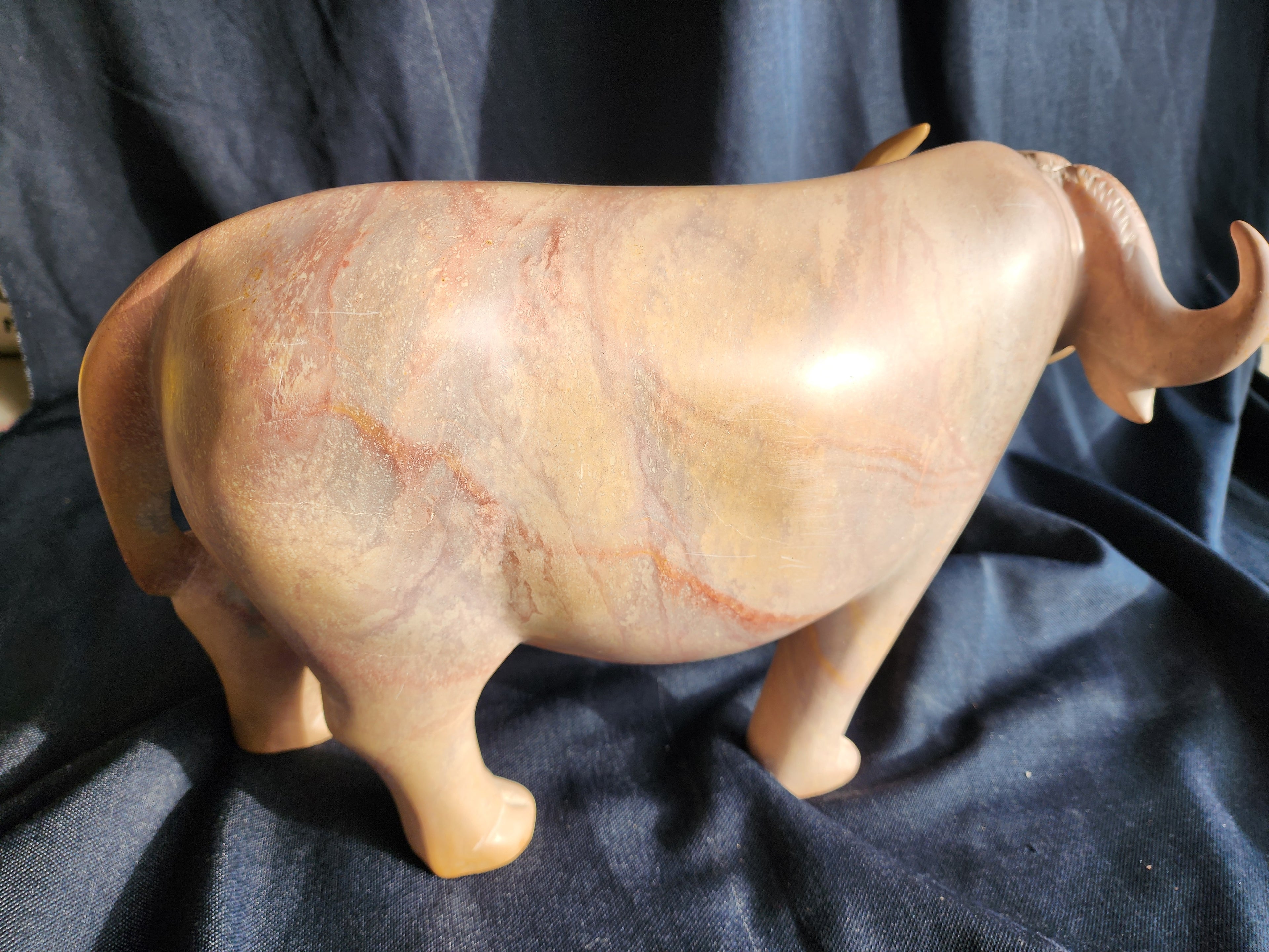 African Buffalo Hand Carved from Stone