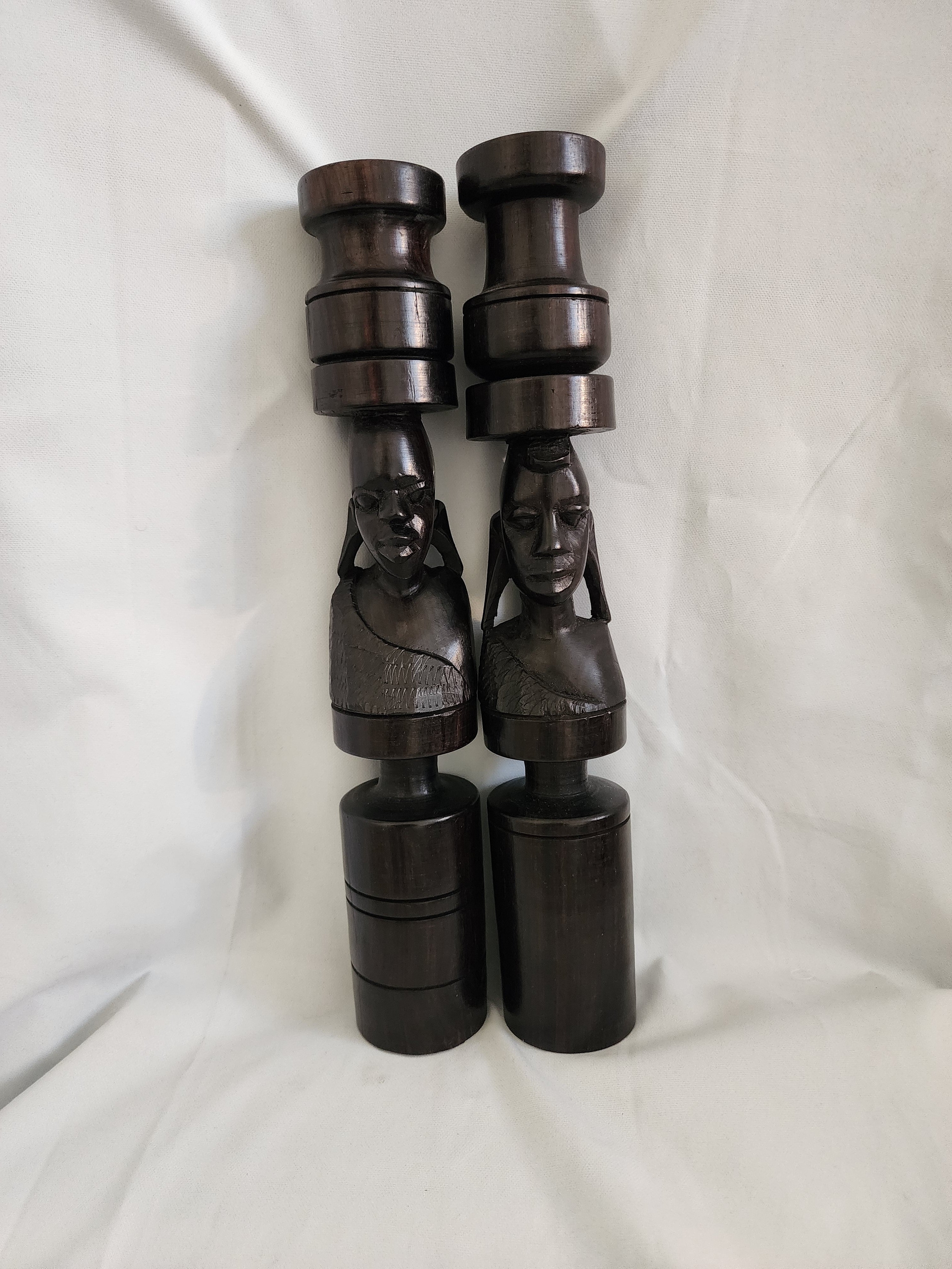 Ebony wood candle holder decorative set