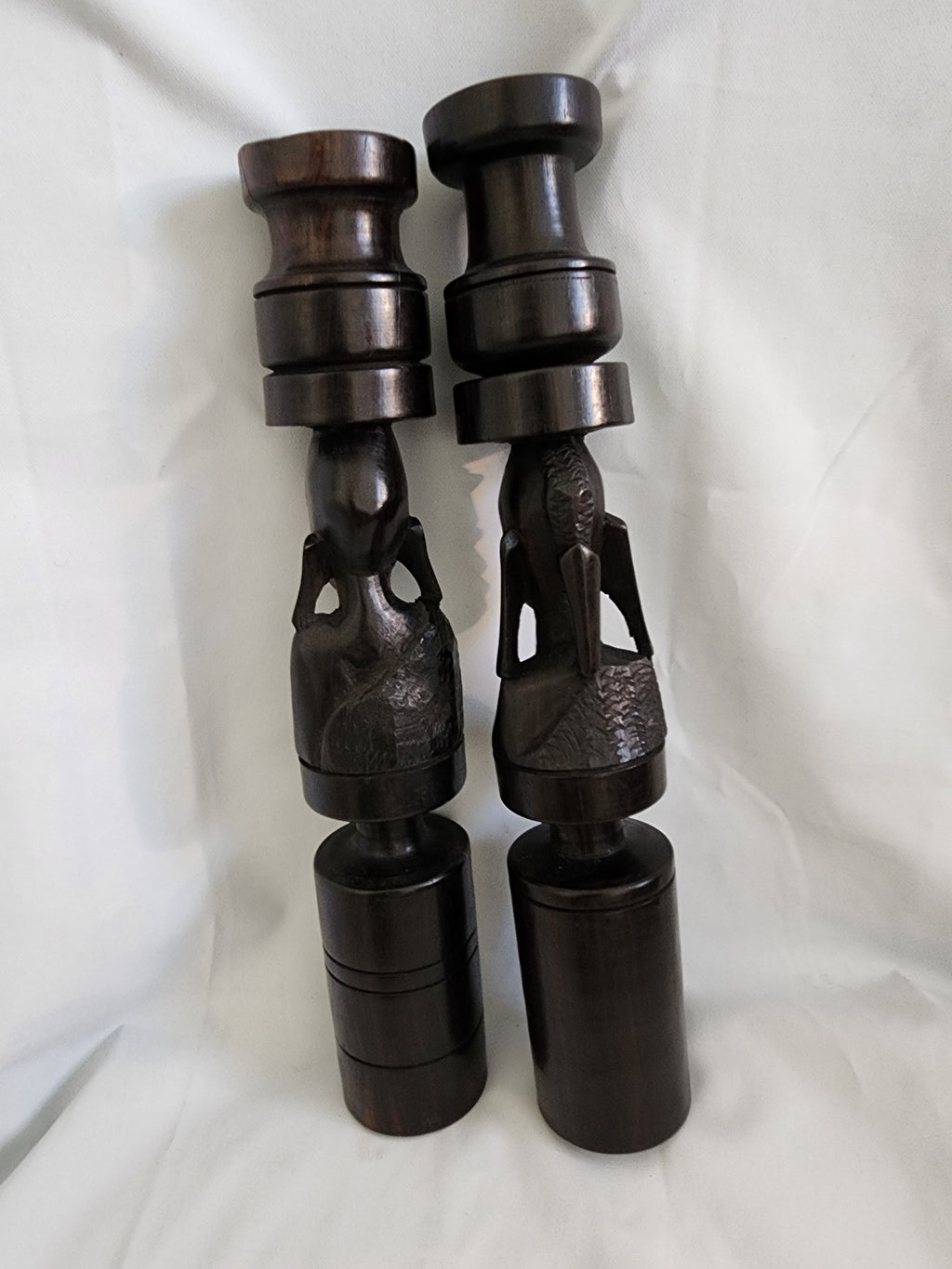 Ebony wood candle holder decorative set